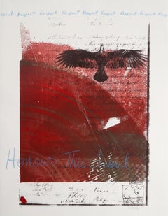 Honour This land, Conceptual Hand-Colored Monoprint Screenprint by Rebecca Baird