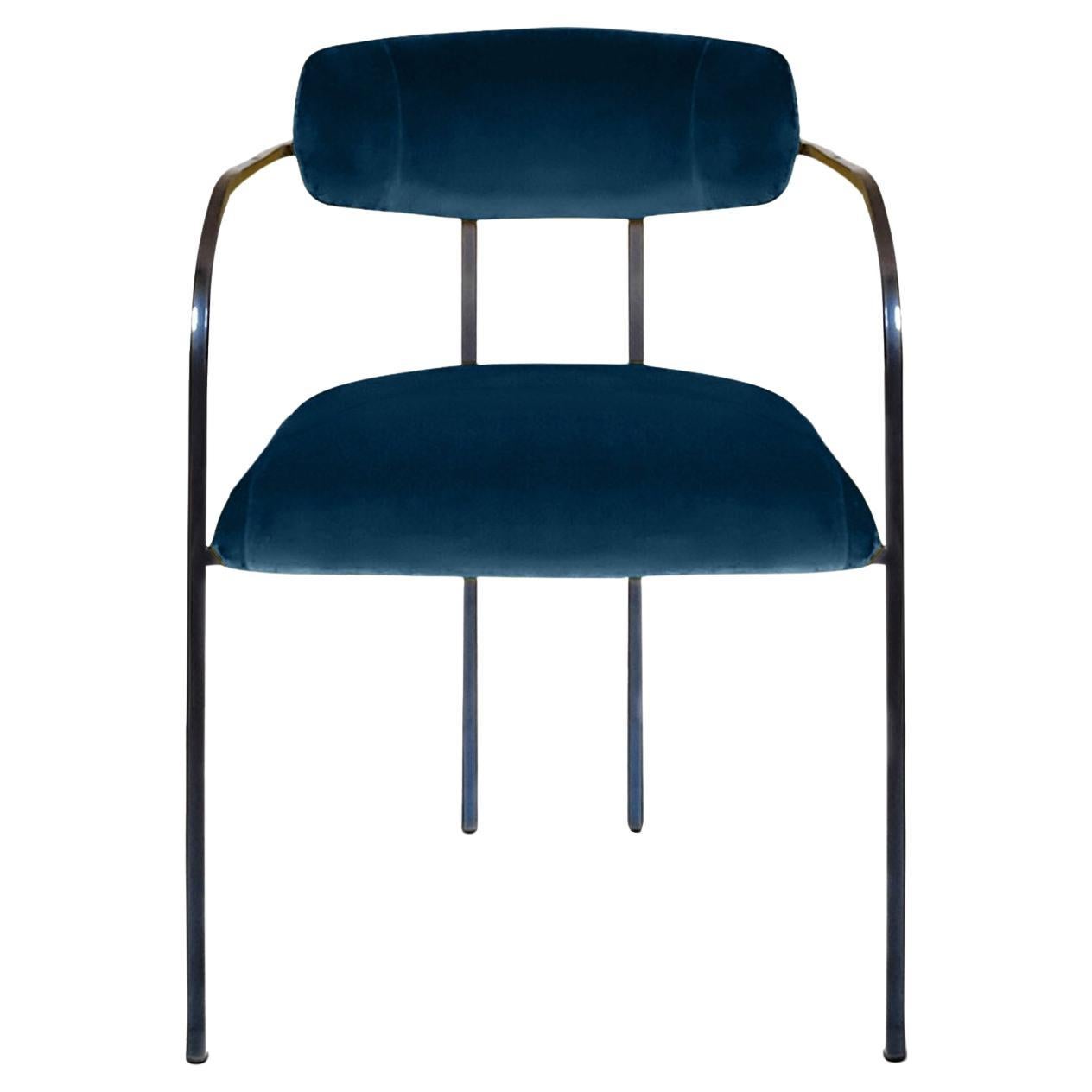 Rebecca Bio Midnight Blue Velvet Dining Chair  For Sale