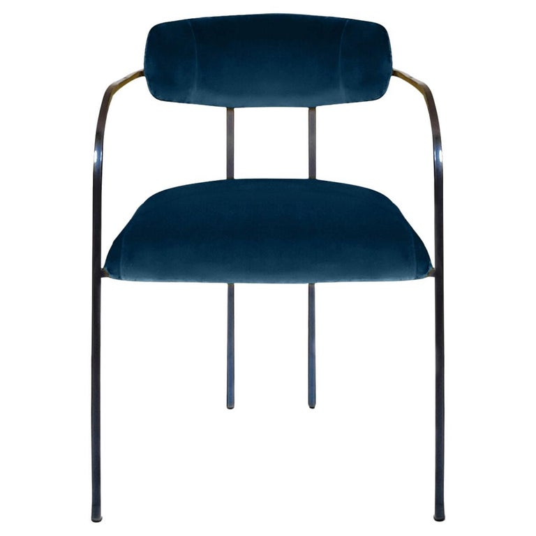 Rebecca Bio Midnight Blue Velvet Dining Chair For Sale at 1stDibs