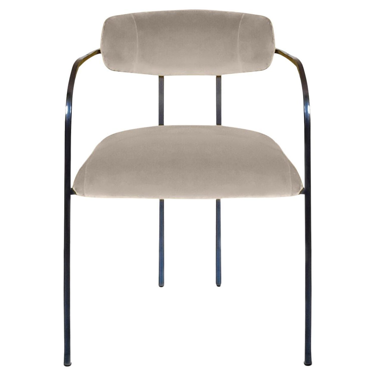 Rebecca Bio Pale Taupe Velvet Dining Chair For Sale at 1stDibs