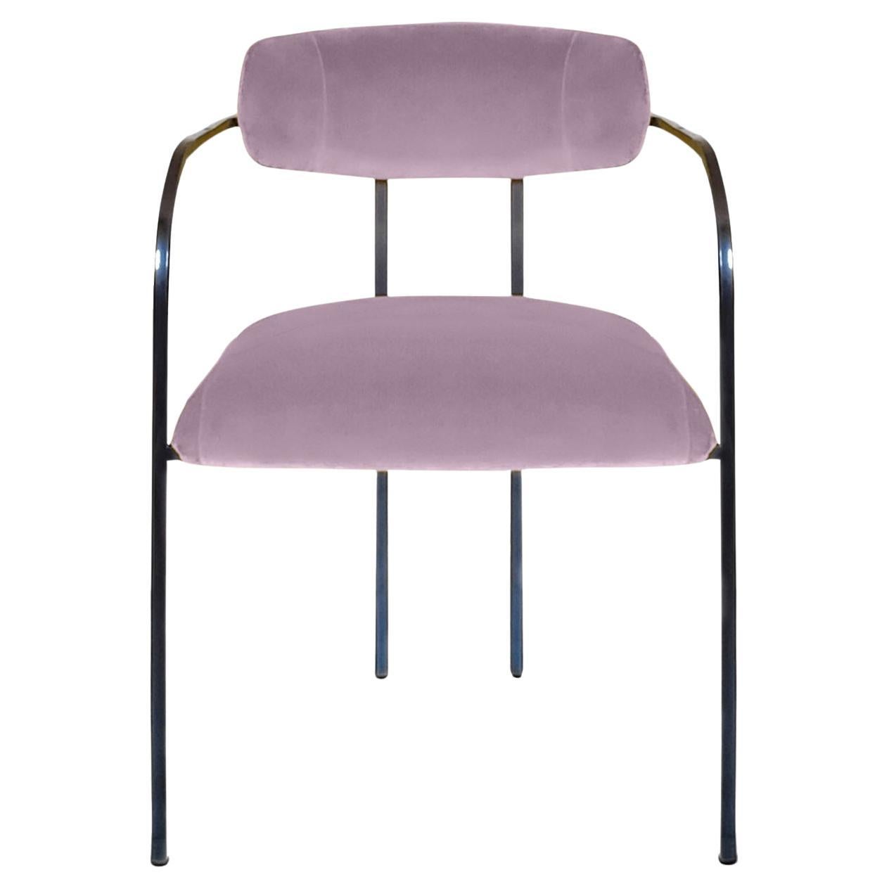 Rebecca Bio Pastel Pink Velvet Dining Chair  For Sale