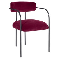 Chaise de salle à manger en velours Couture rouge de Rebecca Bio