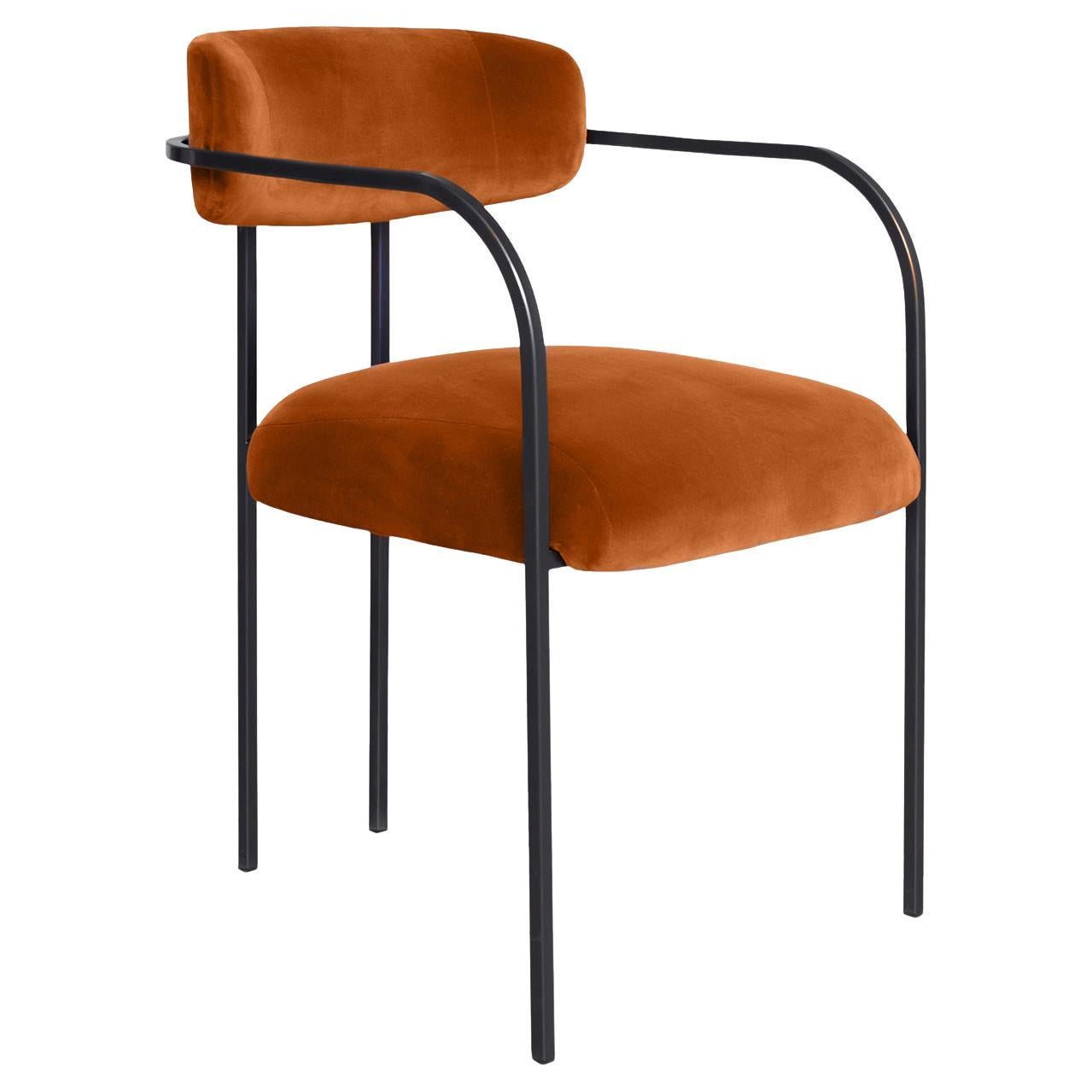 Rebecca Burnt Orange Velvet Dining Chair For Sale
