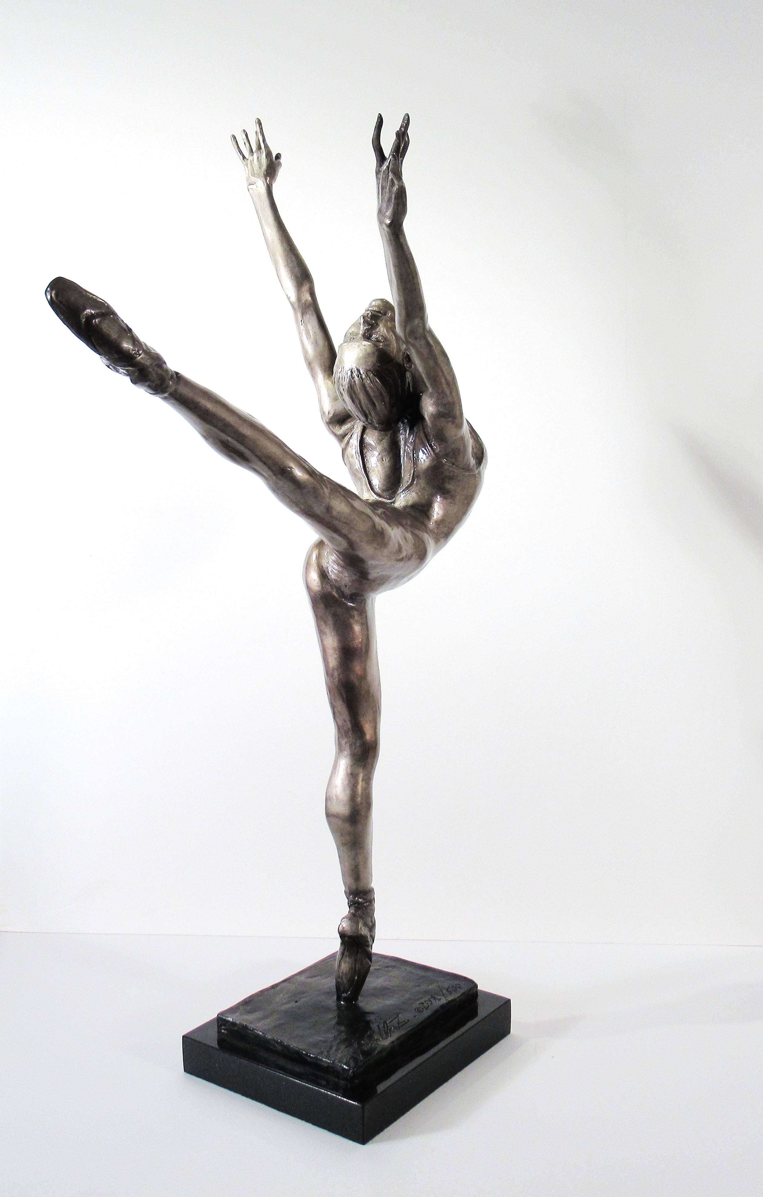 Arabesque, Ballet Dancer - American Realist Sculpture by Rebecca Clark