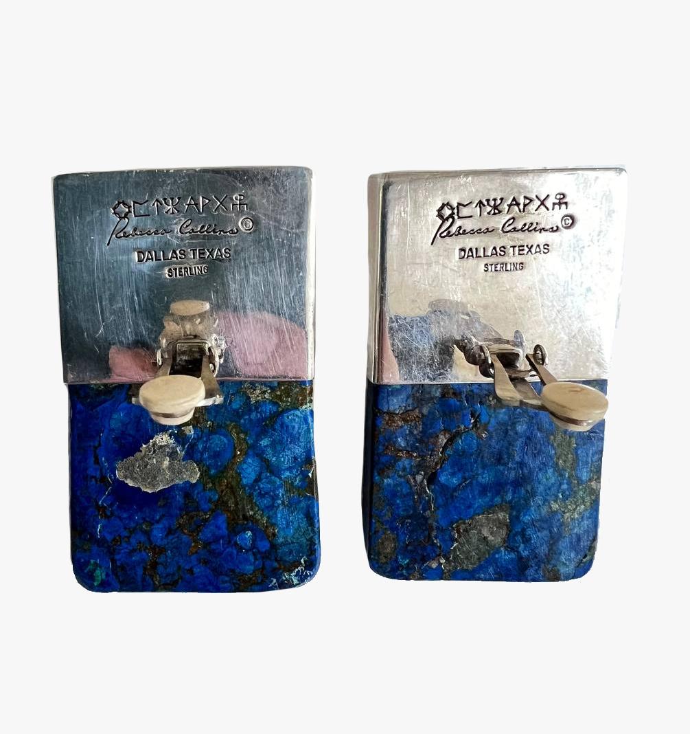Modern Rebecca Collins Azurite & Glass Clip-On Earrings For Sale