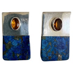 Rebecca Collins Azurit & Glas Clip-On Ohrringe