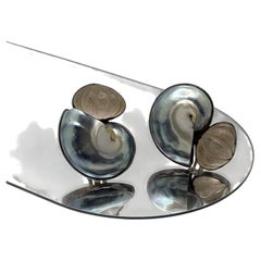 Rebecca Collins Carved Crystal and Shell Sterling Silver Earrings