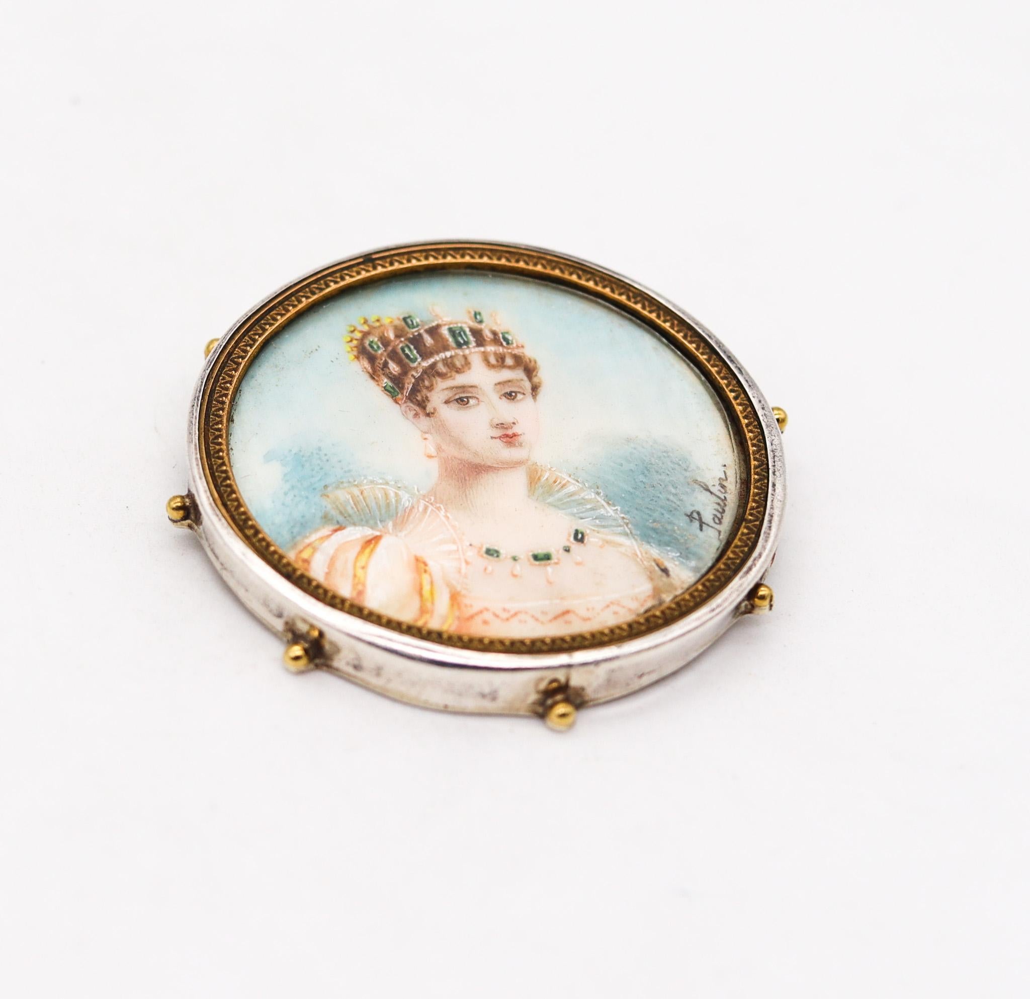 A brooch designed by Rebeca Collins.

An unusual piece with lot of history, created by the artist goldsmith Rebecca Collins. This is brooch crafted in solid sterling silver and accents in 18 karats yellow gold which is mounted with an original