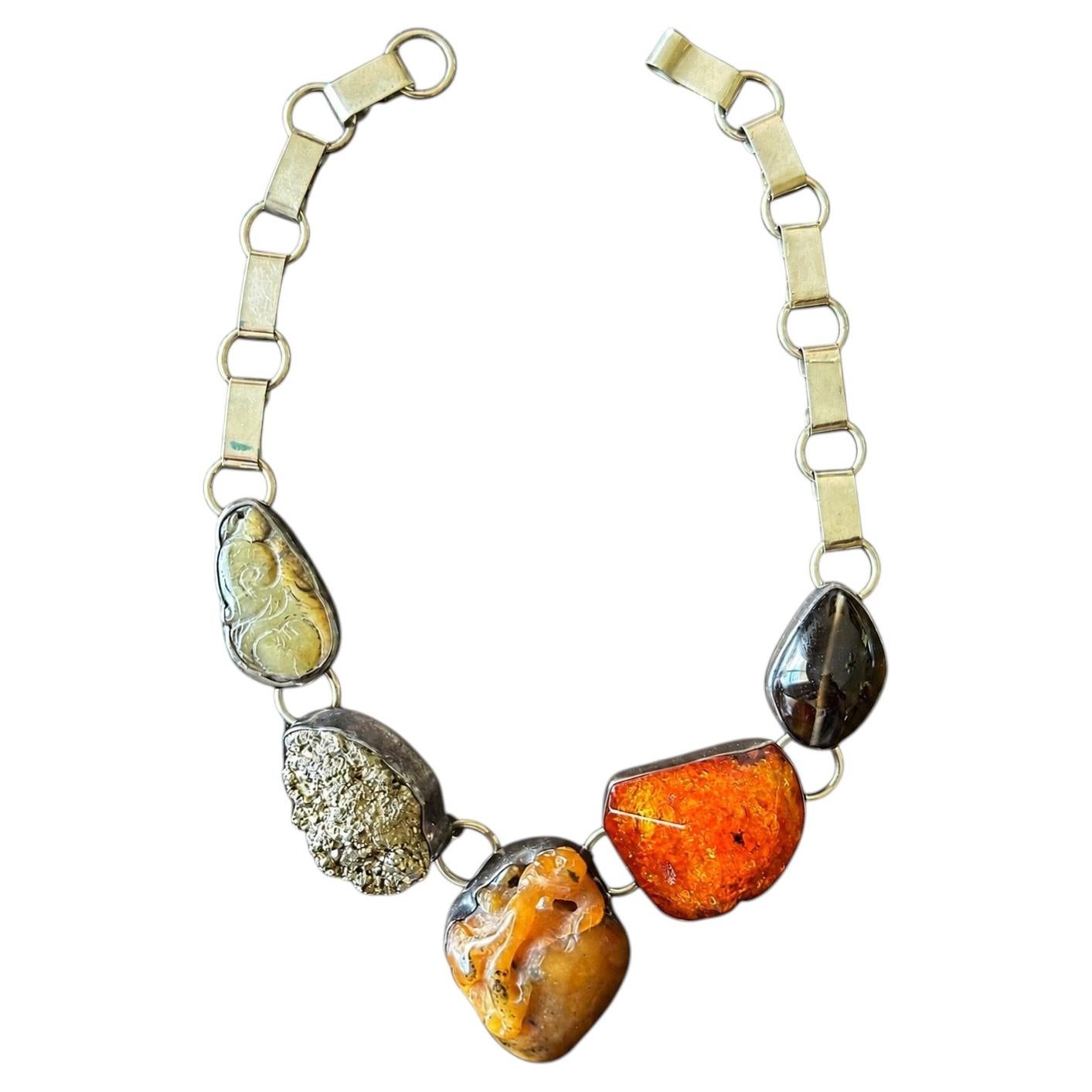 Collar de plata de ley con varias piedras «Sacred Alchemy» de Rebecca Collins en venta