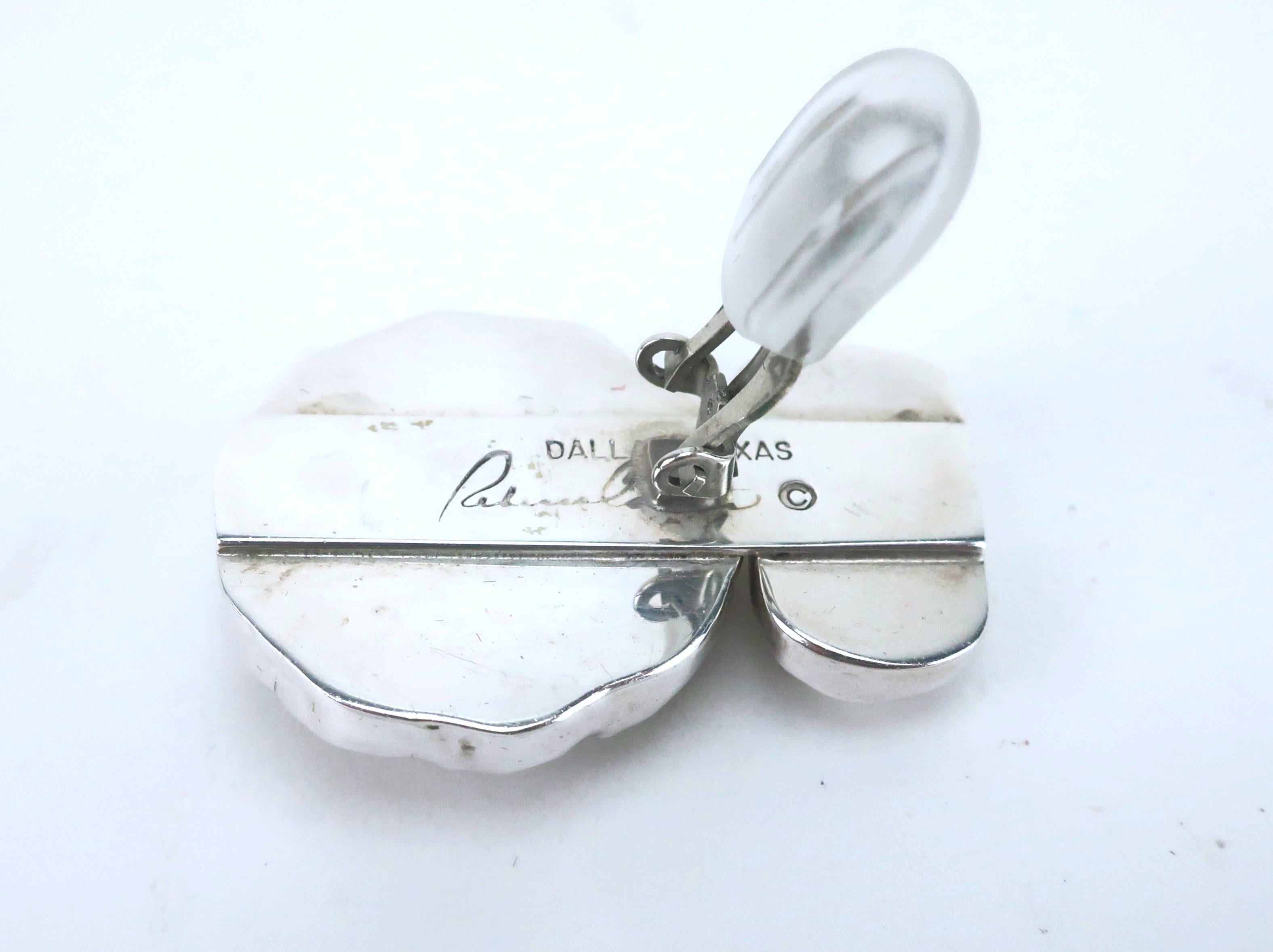 REBECCA COLLINS Sterling, Natural Pearl & Rhinestone Earrings For Sale 2