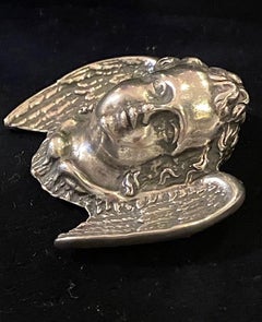 Rebecca Collins Sterling Silver Baroque Cherub Head Brooch