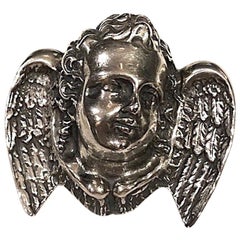 Rebecca Collins Sterling Silver Baroque Cherub Head Brooch