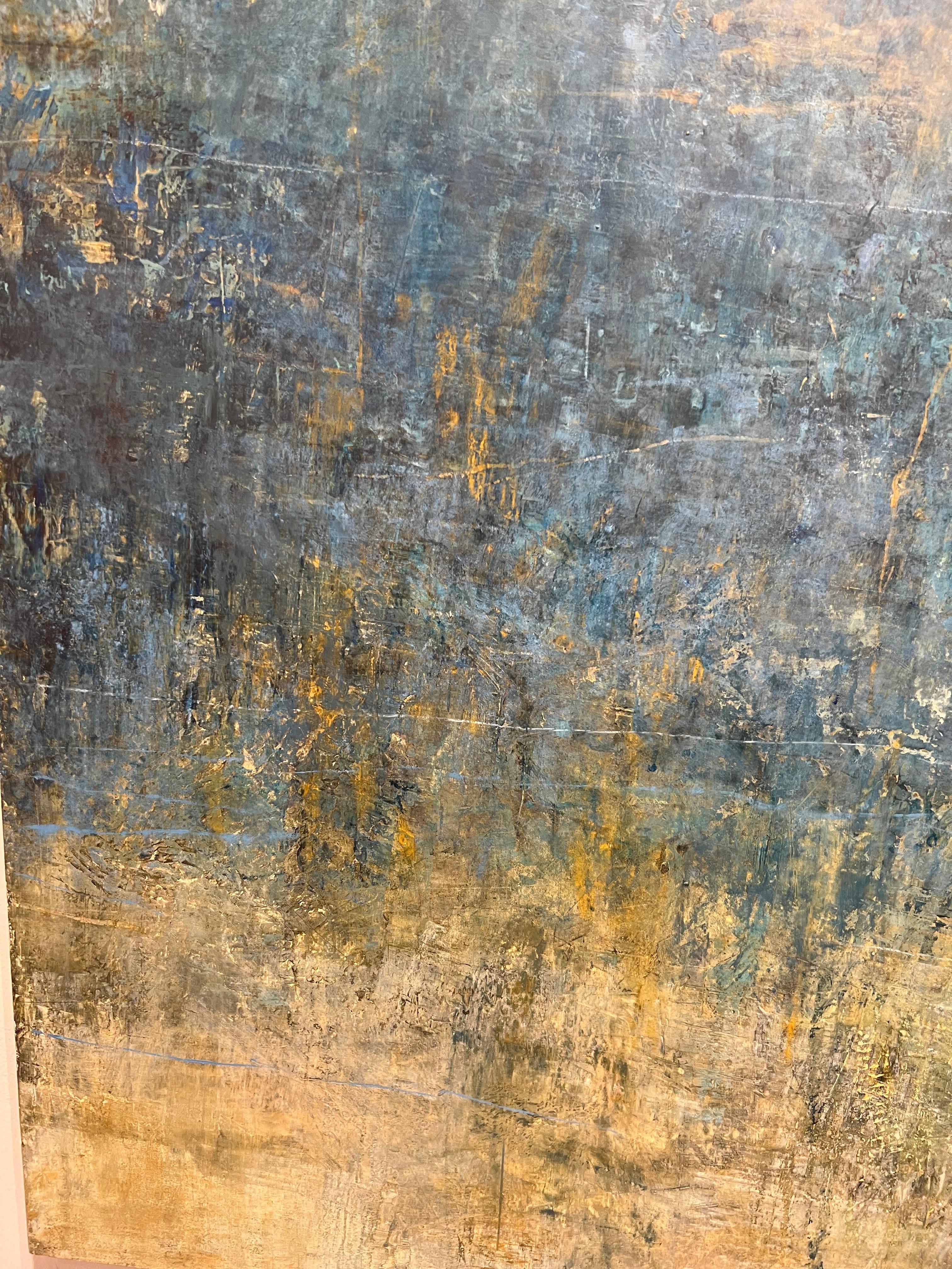 Crowell's abstract paintings are in the challenging media of oil paint and cold wax. 