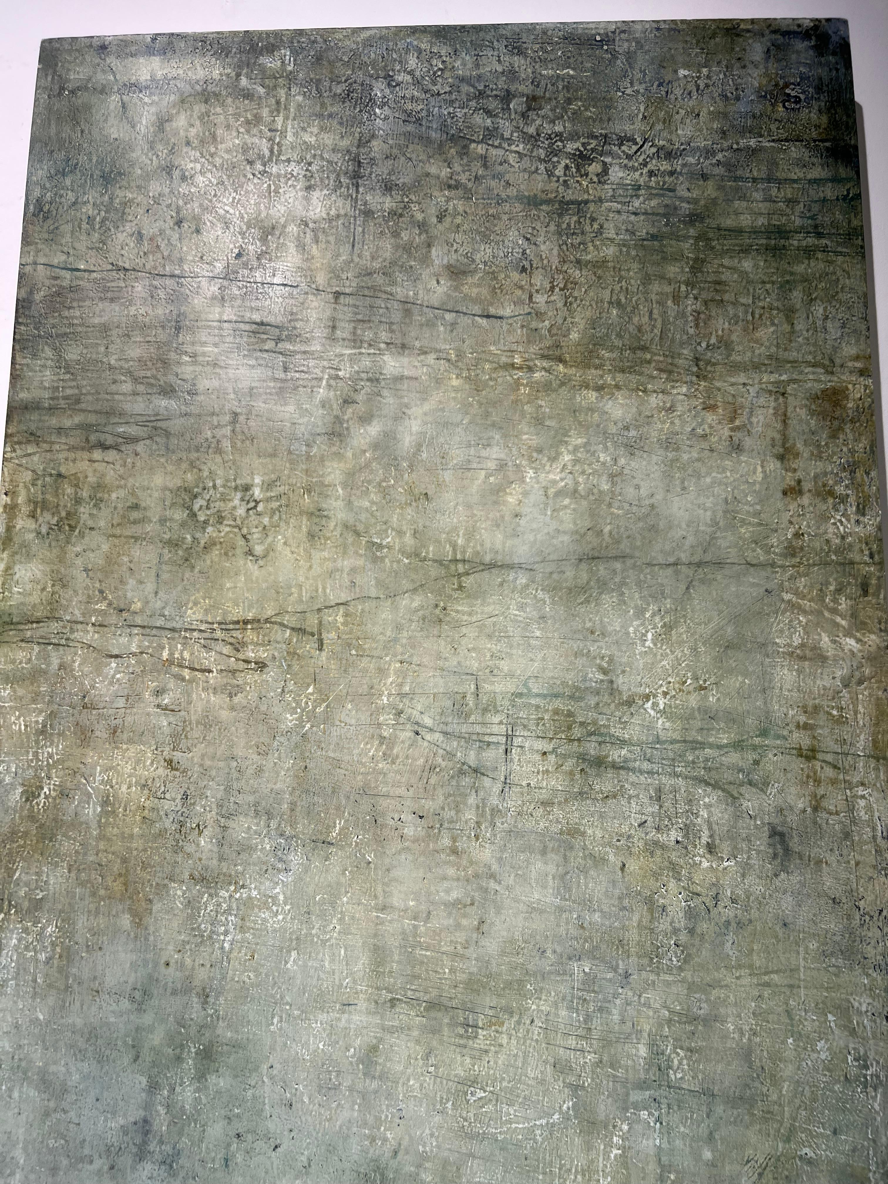I dipinti astratti di Crowell sono realizzati con i difficili mezzi della pittura a olio e della cera fredda. 