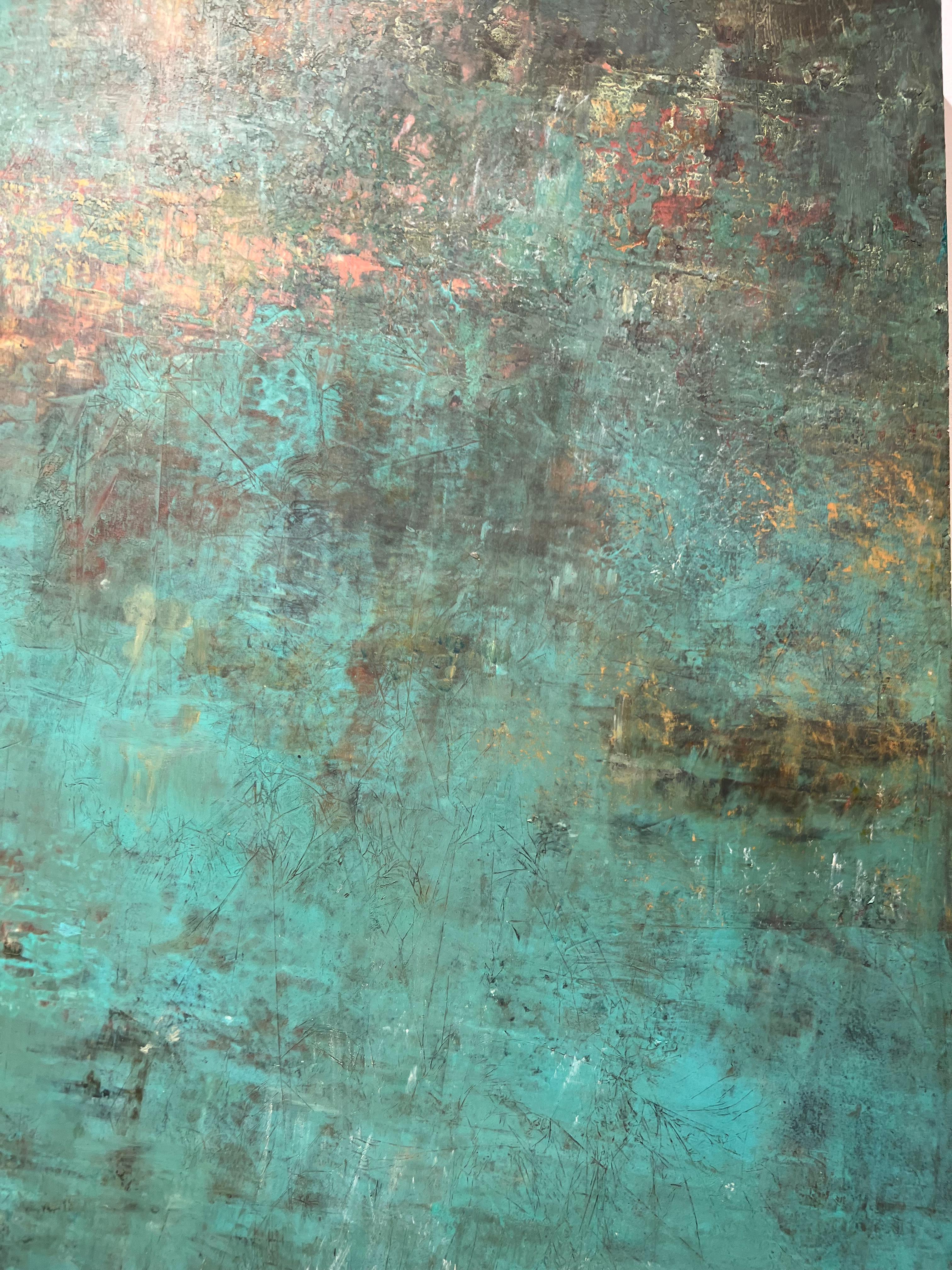 Sovrapposizione #2 - Abstract Painting Grigio di Rebecca Crowell