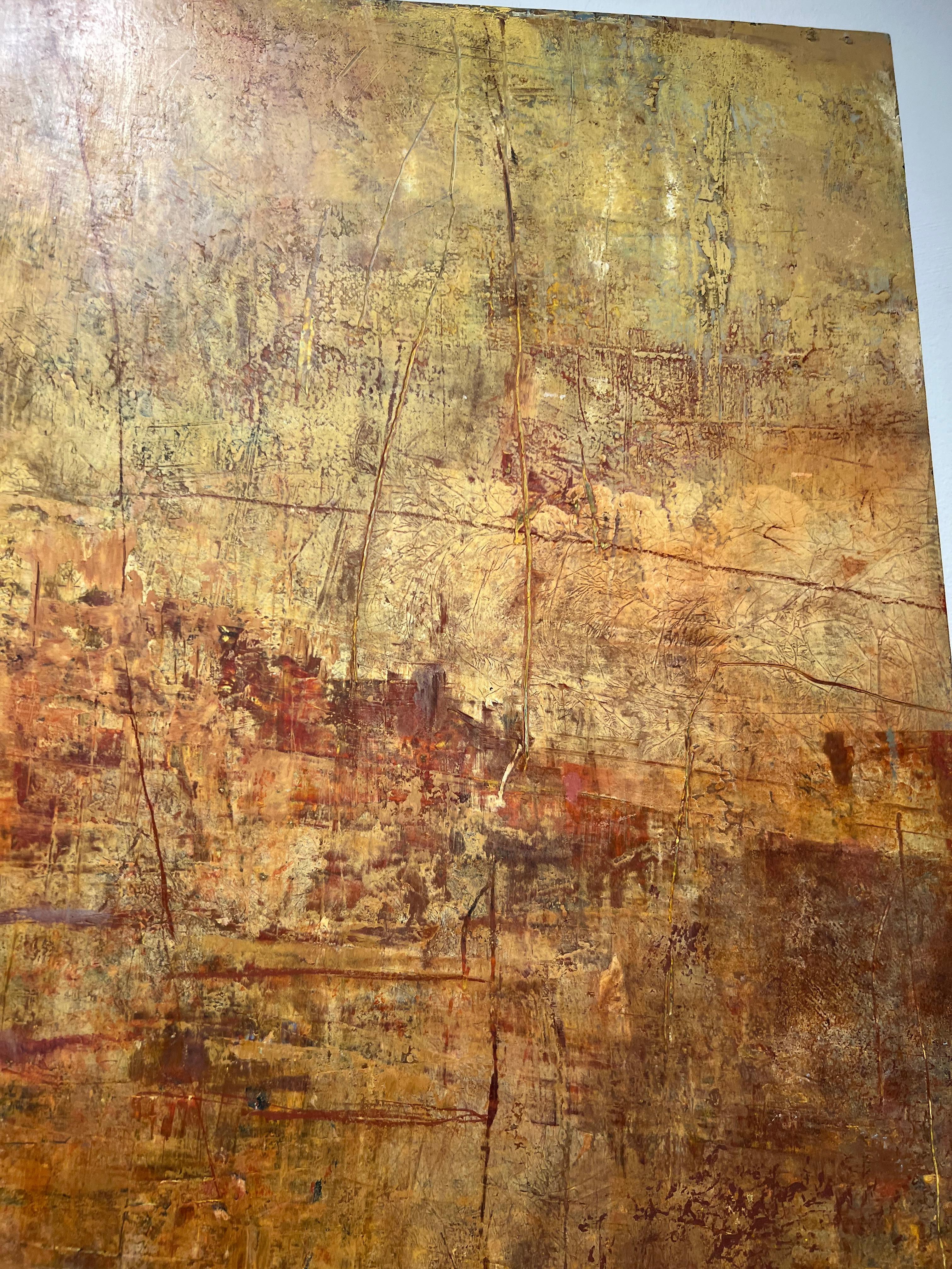 Vase et intime - Marron Abstract Painting par Rebecca Crowell