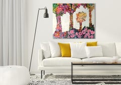 “My Sanctuary”, a private landscape in pinks, and blues, textured with flowers