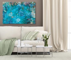 “No Where To Be found”, undersea life swirls with turquoise coral and pink fish