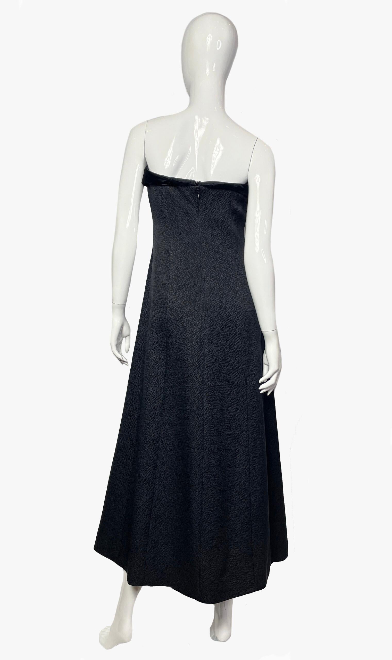 Women's Rebecca De Ravenel Black Strapless Dress, 1970s For Sale