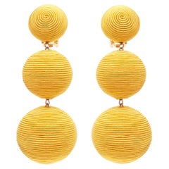 REBECCA DE RAVENEL yellow trio balls dangling clip on earrings Pair