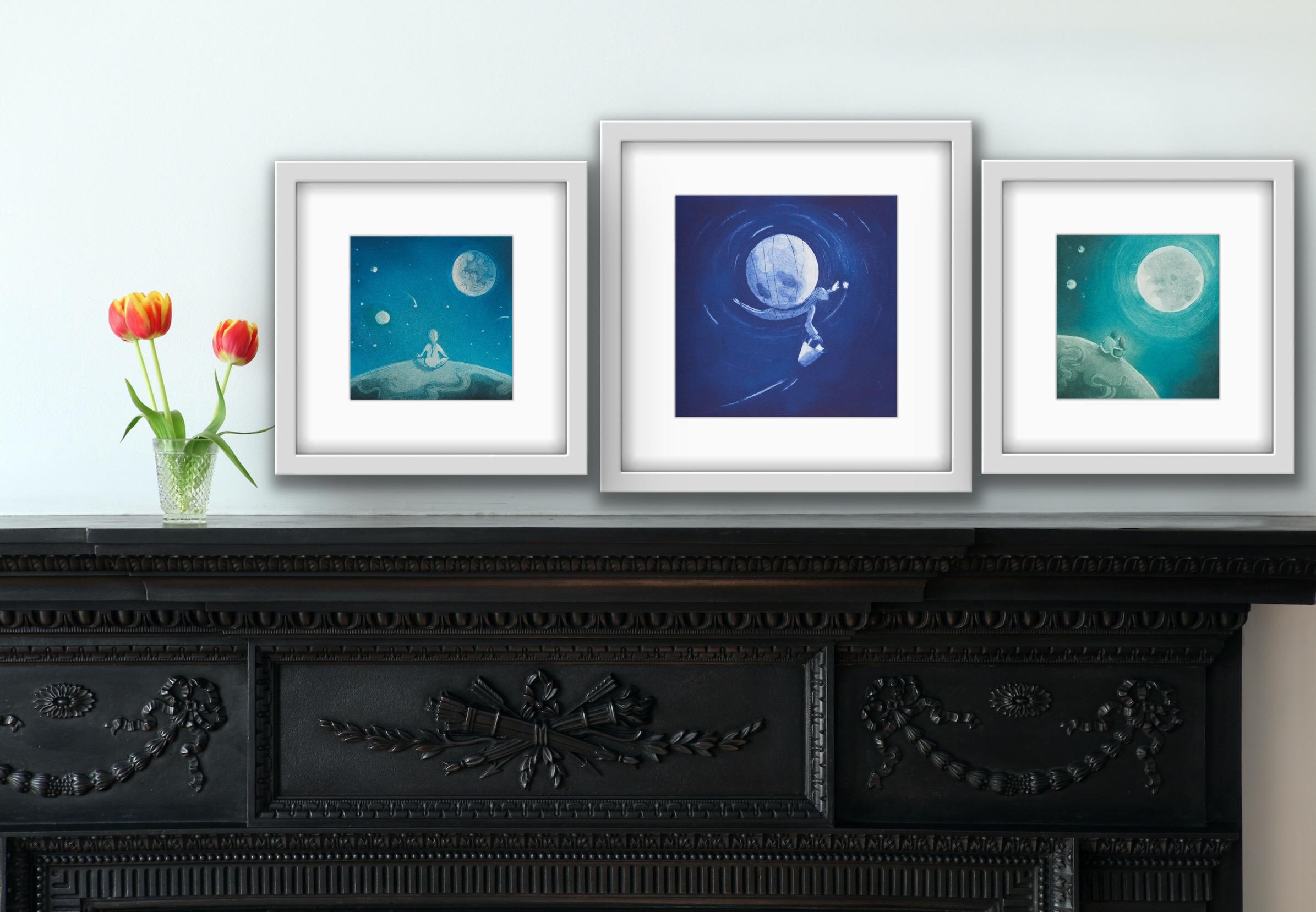 Mooncatcher, Breathe and Moongazers Triptych - Print by Rebecca Denton