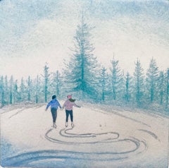 Winter Skate, Rebecca Denton, Figurative Kunst, Geschenkkunst, Druck in limitierter Auflage