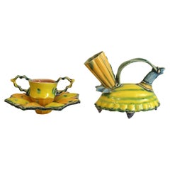 Rebecca Harvey Contemporary Ceramic Yellow Tea Set Cranbrook Alumni 1990s