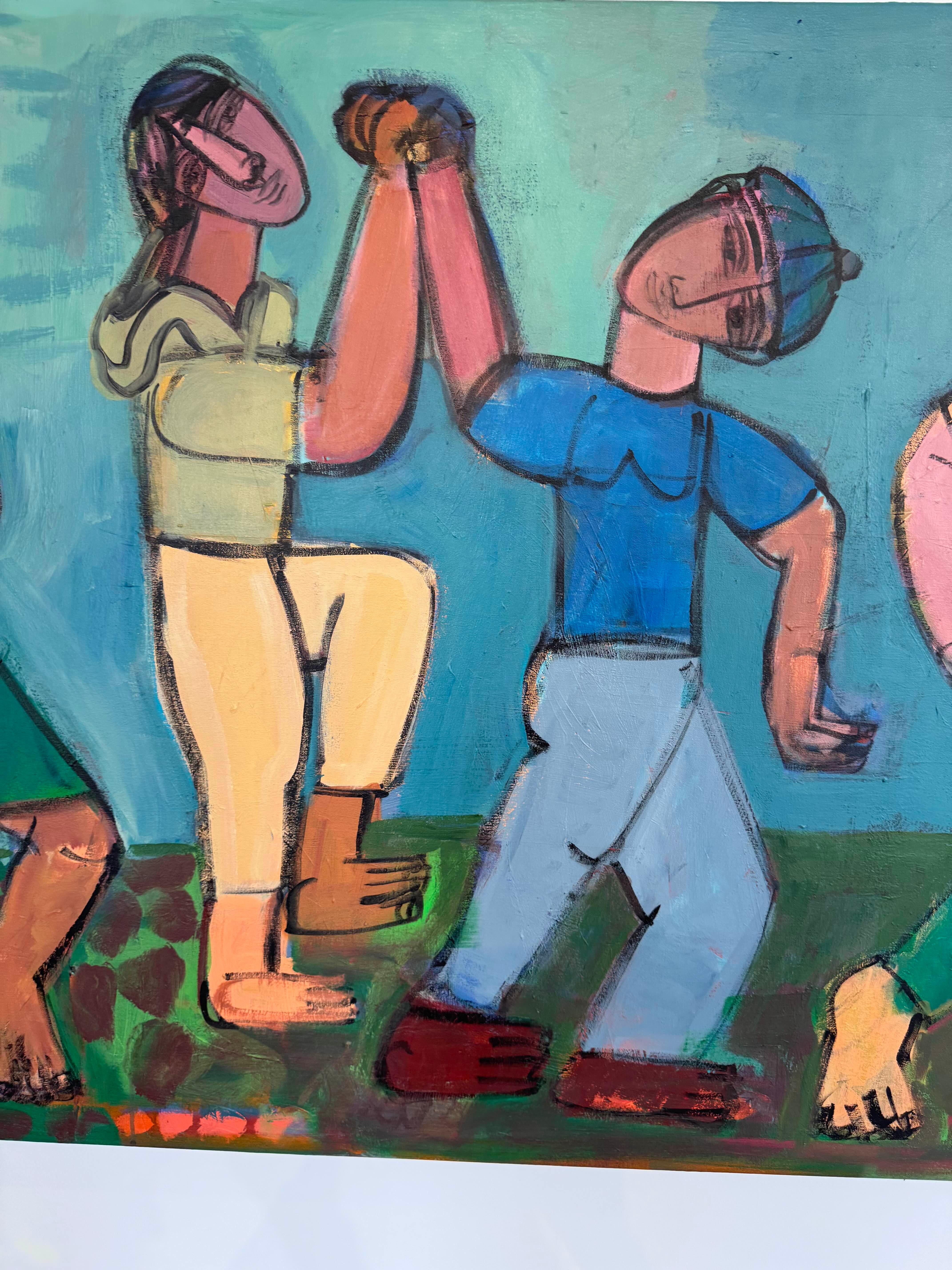 4 Figuras abstractas, acrílico sobre lienzo, Boogie Wonderland por Rebecca Jack en venta 3