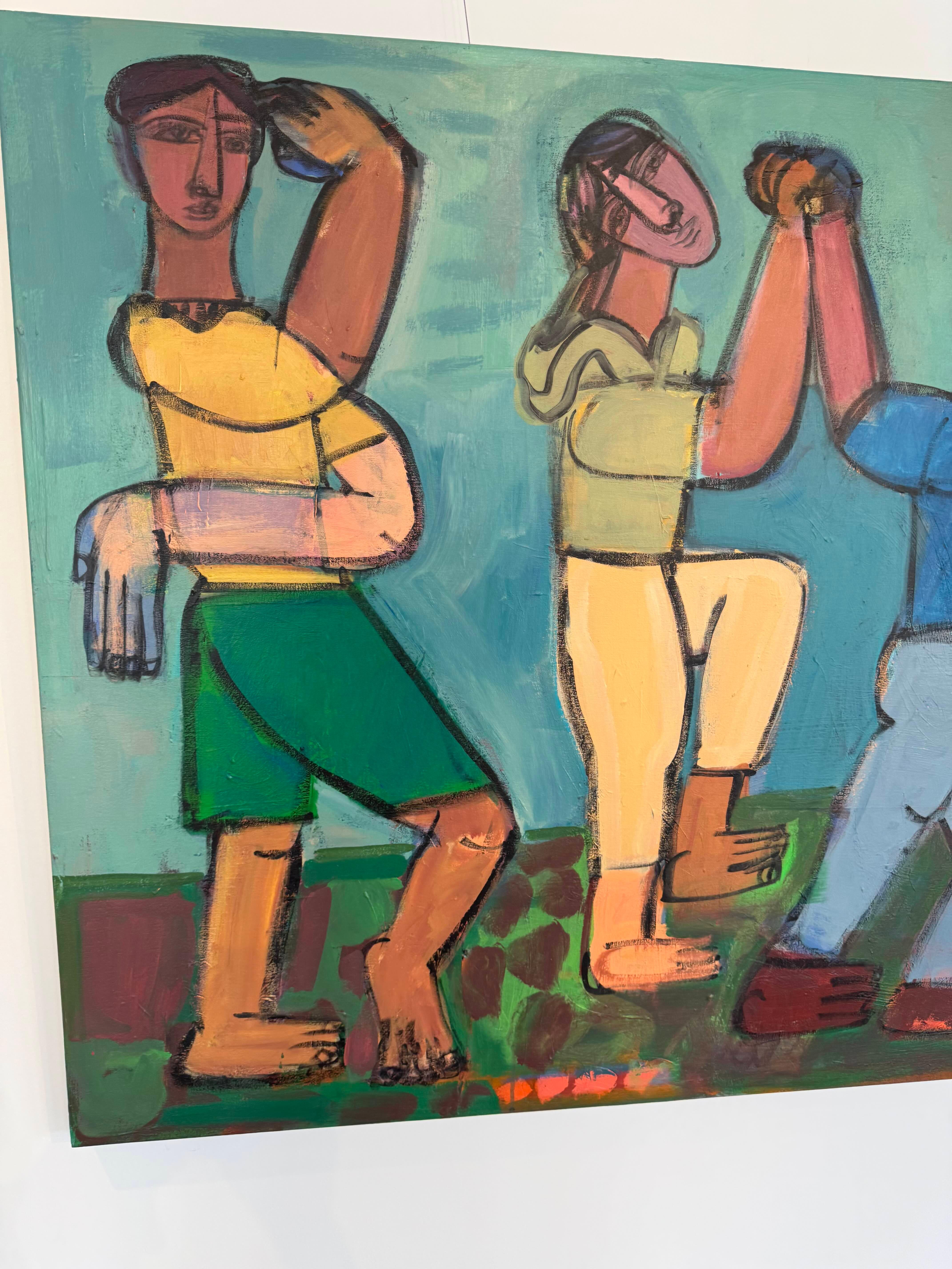 4 Figuras abstractas, acrílico sobre lienzo, Boogie Wonderland por Rebecca Jack en venta 4