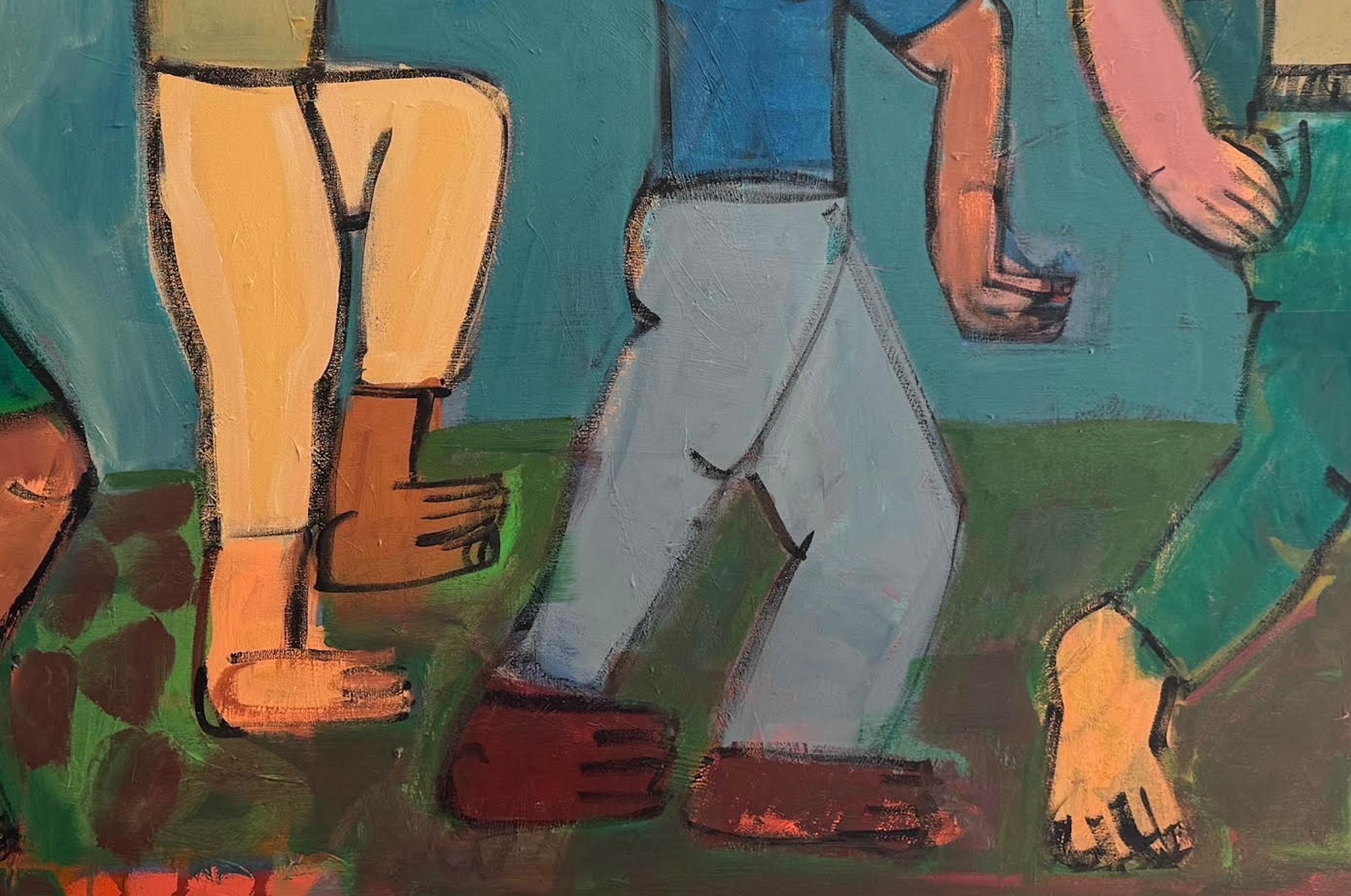 4 Figuras abstractas, acrílico sobre lienzo, Boogie Wonderland por Rebecca Jack en venta 6