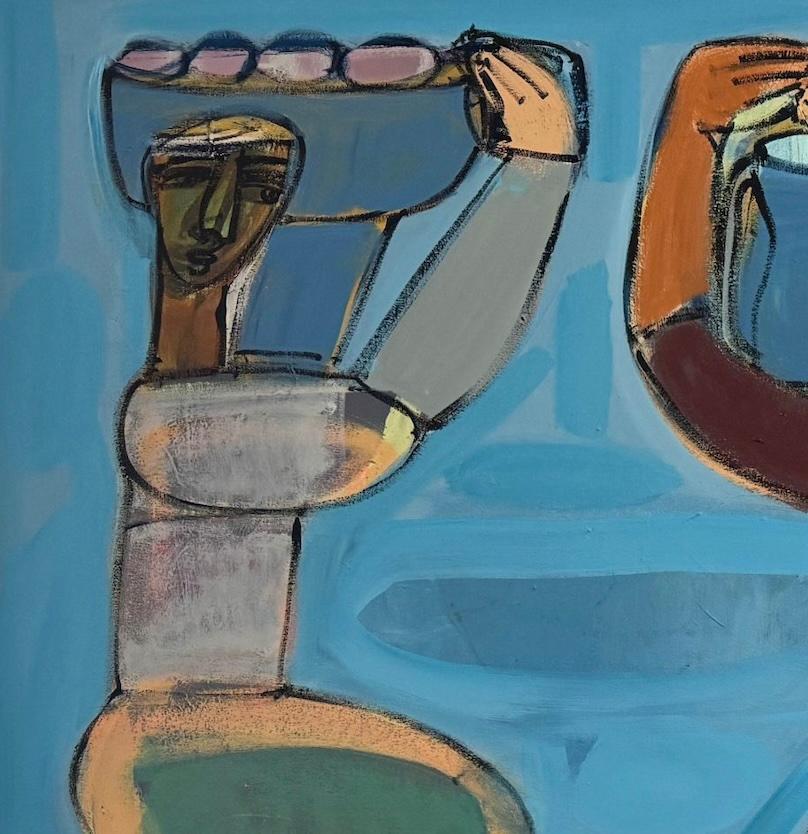 4 Figuras abstractas, acrílico sobre lienzo, Los hacedores de magia por Rebecca Jack en venta 1