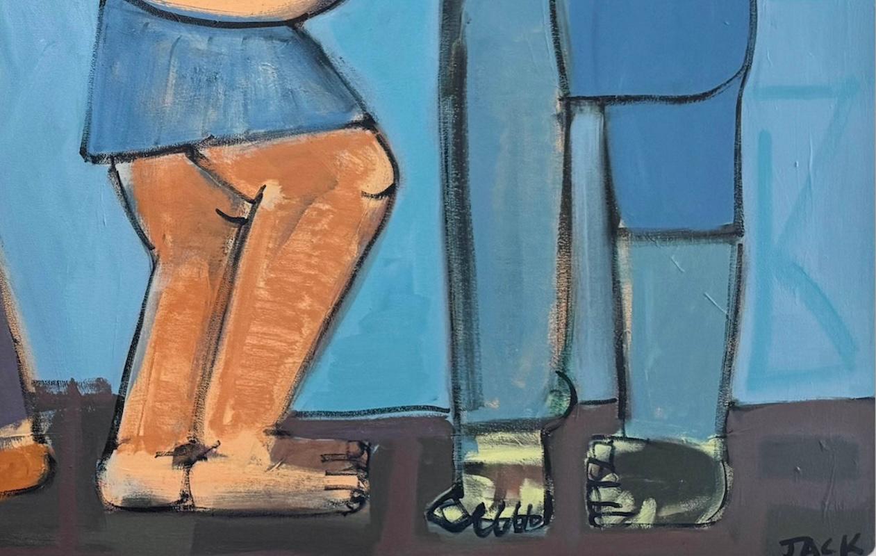 4 Figuras abstractas, acrílico sobre lienzo, Los hacedores de magia por Rebecca Jack en venta 5