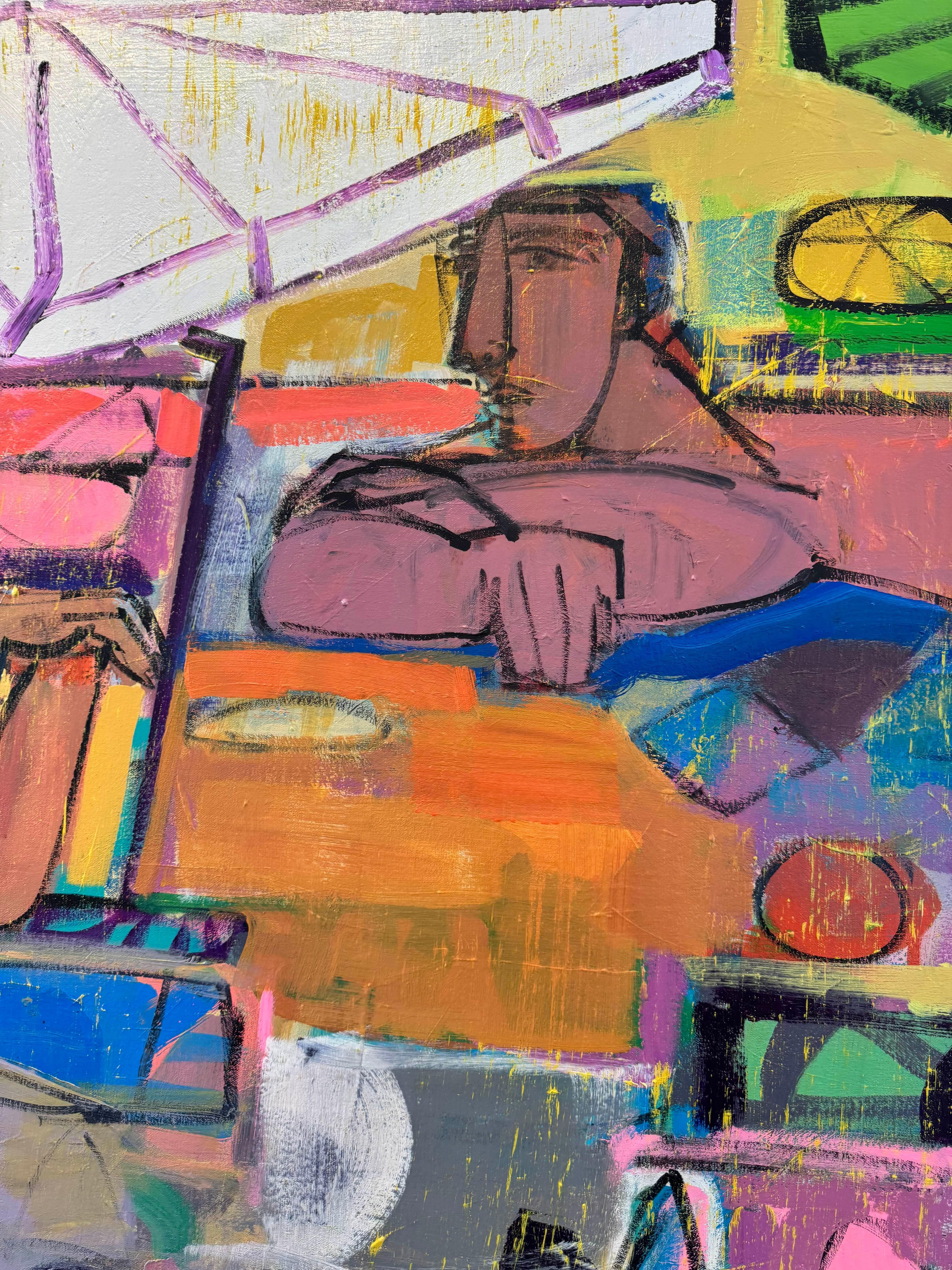 5 Figuras abstractas, acrílico sobre lienzo, Ola de calor por Rebecca Jack en venta 2