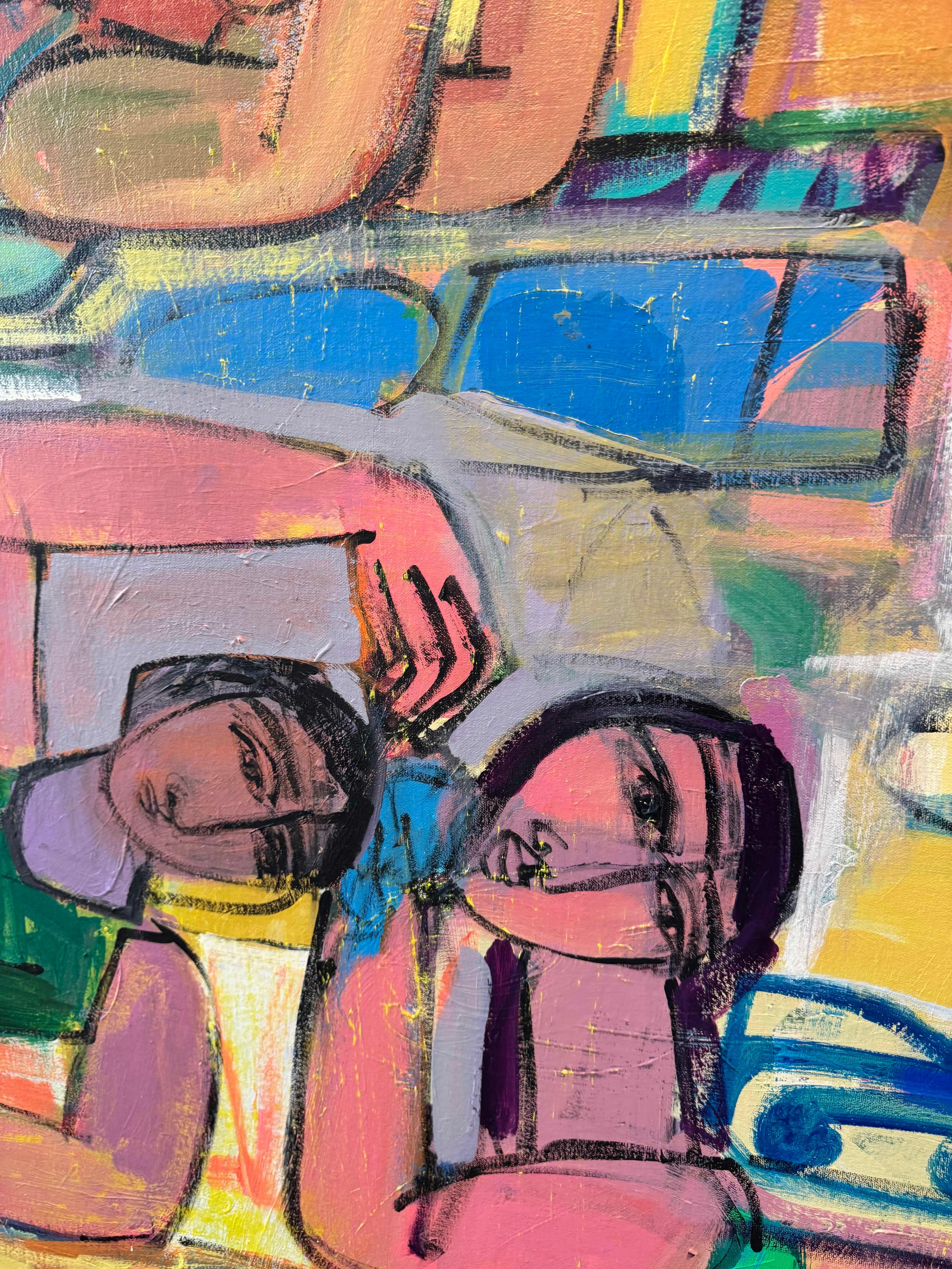 5 Figuras abstractas, acrílico sobre lienzo, Ola de calor por Rebecca Jack en venta 3