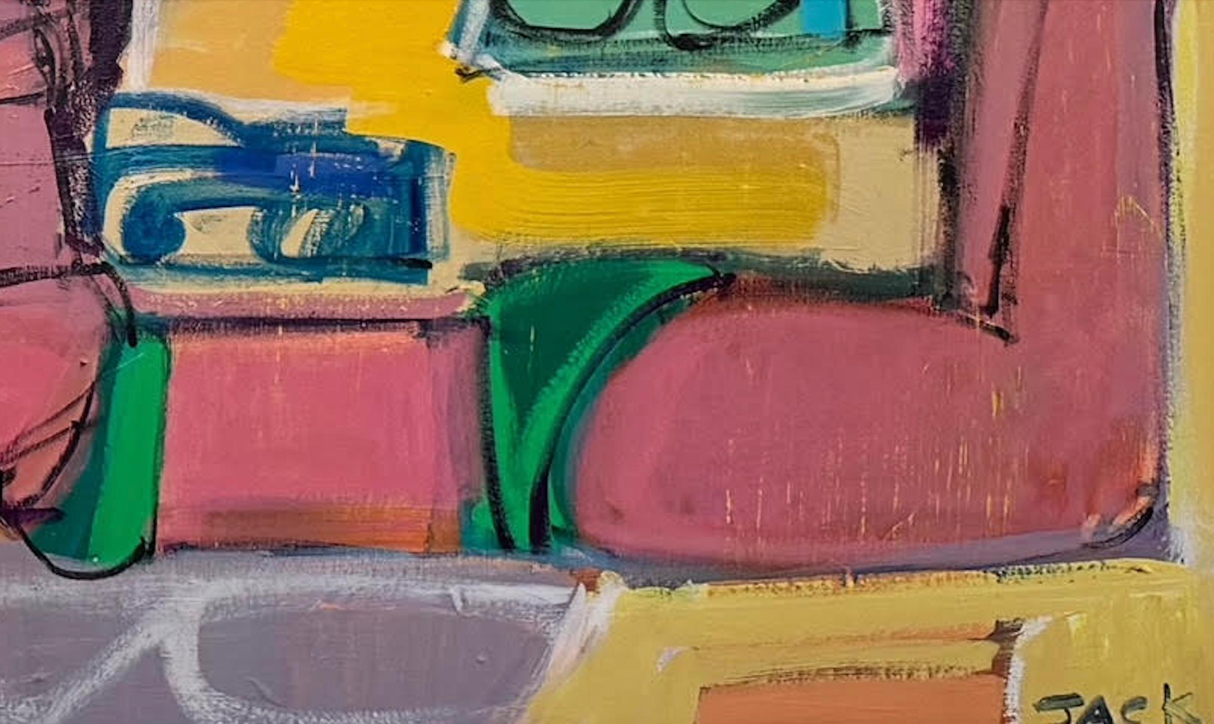 5 Figuras abstractas, acrílico sobre lienzo, Ola de calor por Rebecca Jack en venta 5