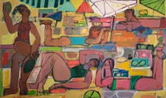 5 Abstracted Figures, Acrylic on Canvas, Heatwave by Rebecca Jack