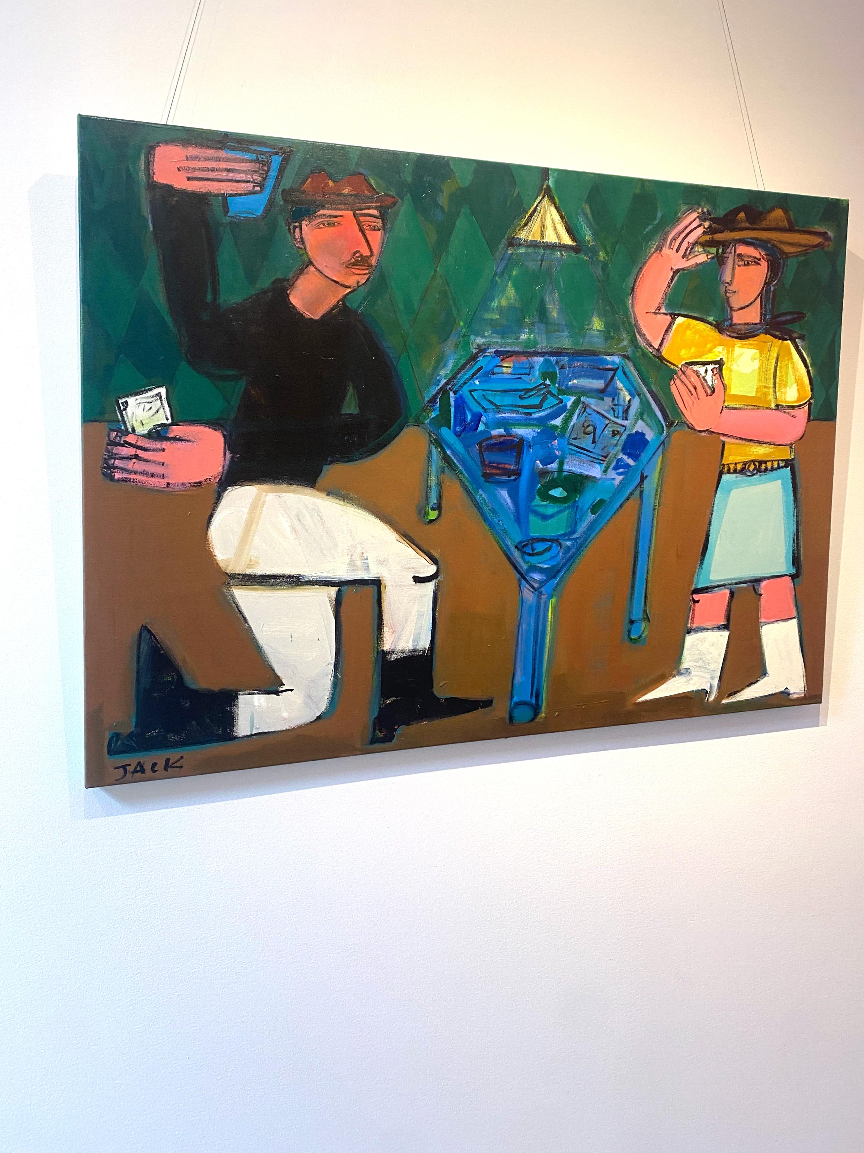 Figuras abstractas del Oeste, acrílico sobre lienzo, Cara de póquer por Rebecca Jack en venta 1