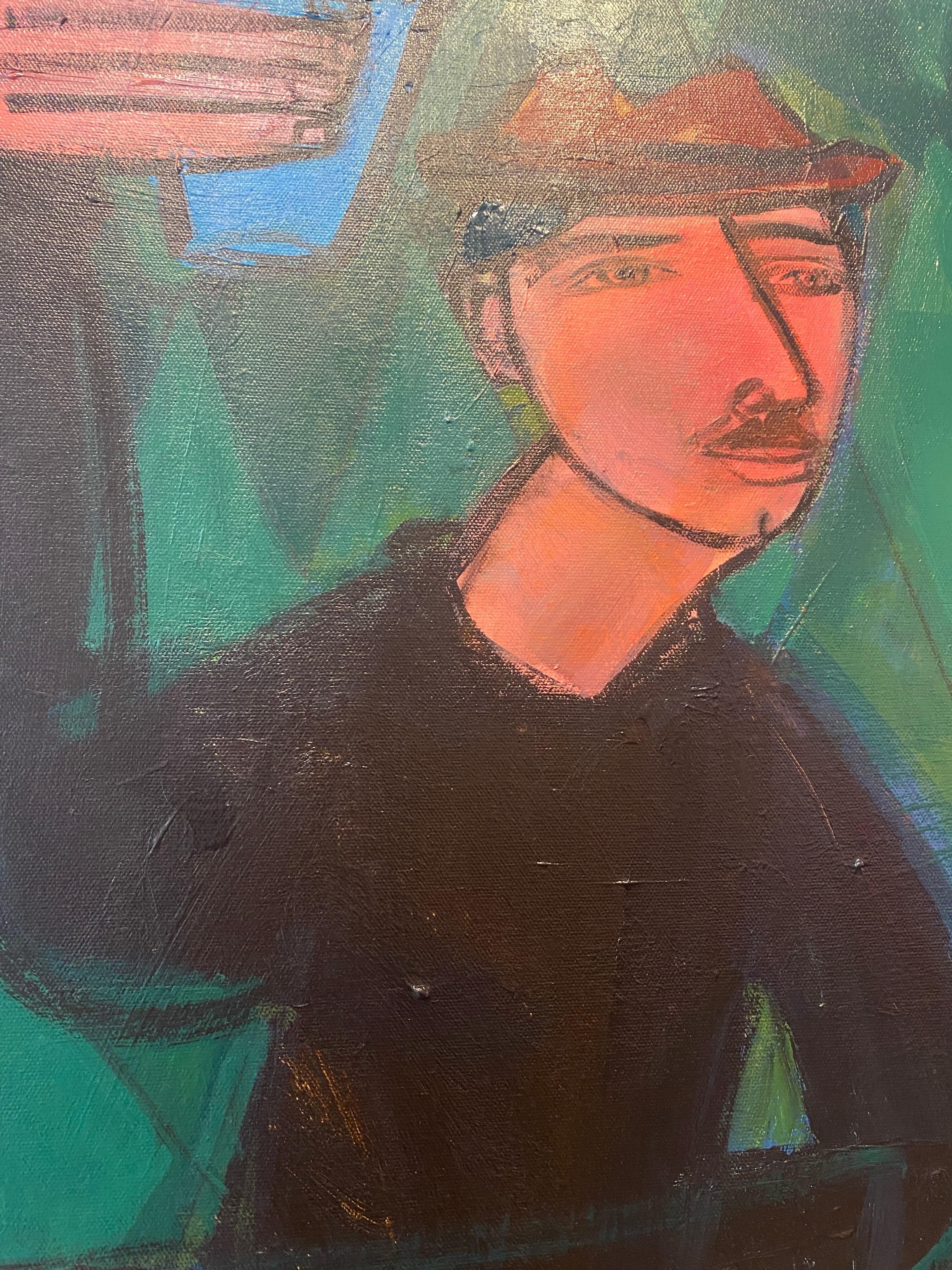 Figuras abstractas del Oeste, acrílico sobre lienzo, Cara de póquer por Rebecca Jack en venta 3