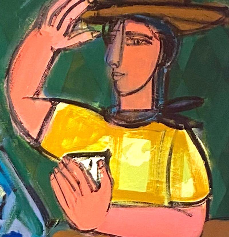 Figuras abstractas del Oeste, acrílico sobre lienzo, Cara de póquer por Rebecca Jack en venta 7