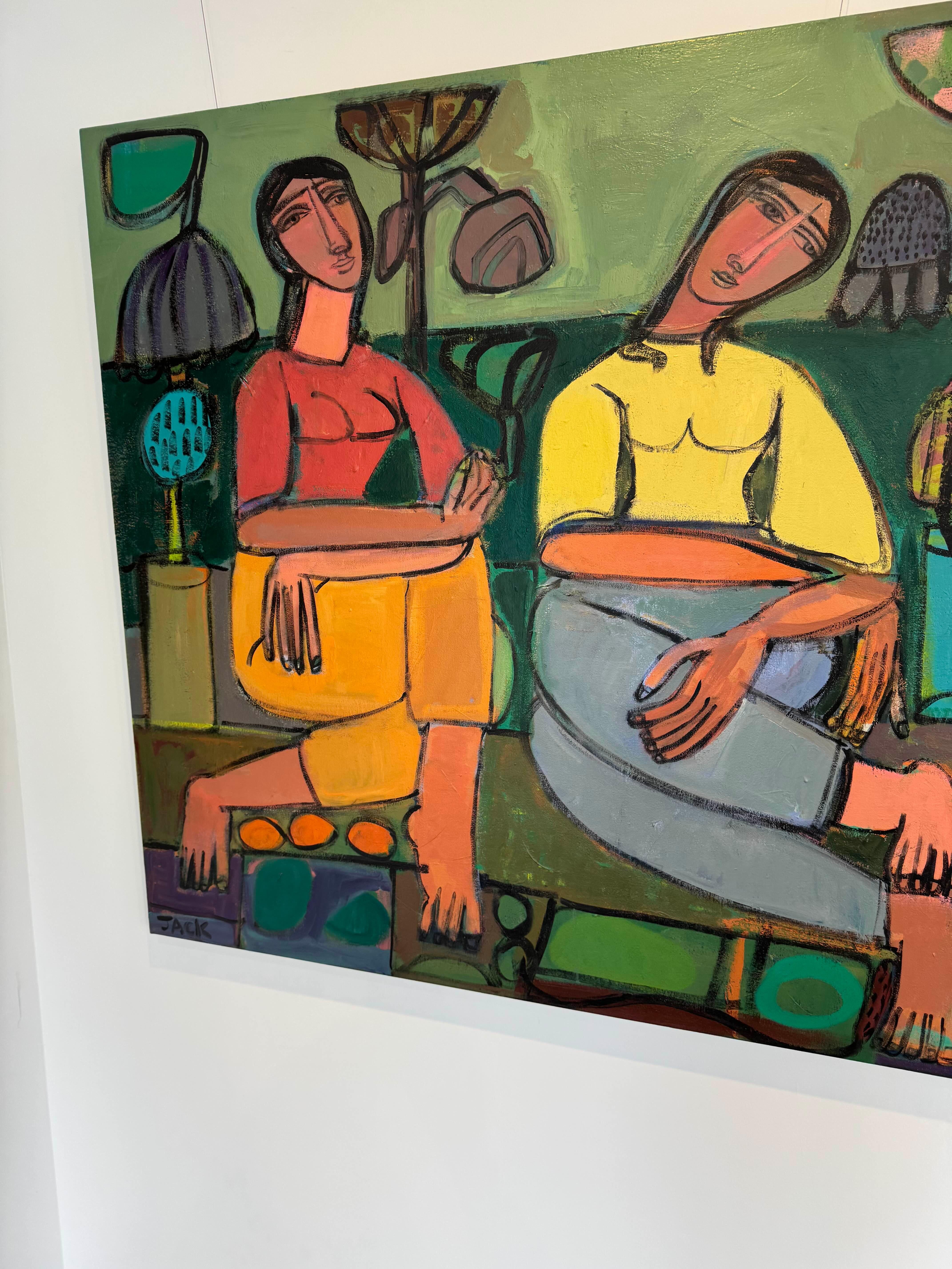 Figuras florales y abstractas, acrílico sobre lienzo, Lollapalooza por Rebecca Jack 1
