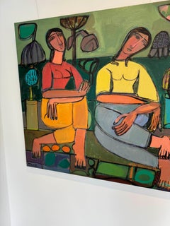 Floral and Abstracted Figures, Acrylic on Canvas, Lollapalooza by Rebecca Jack