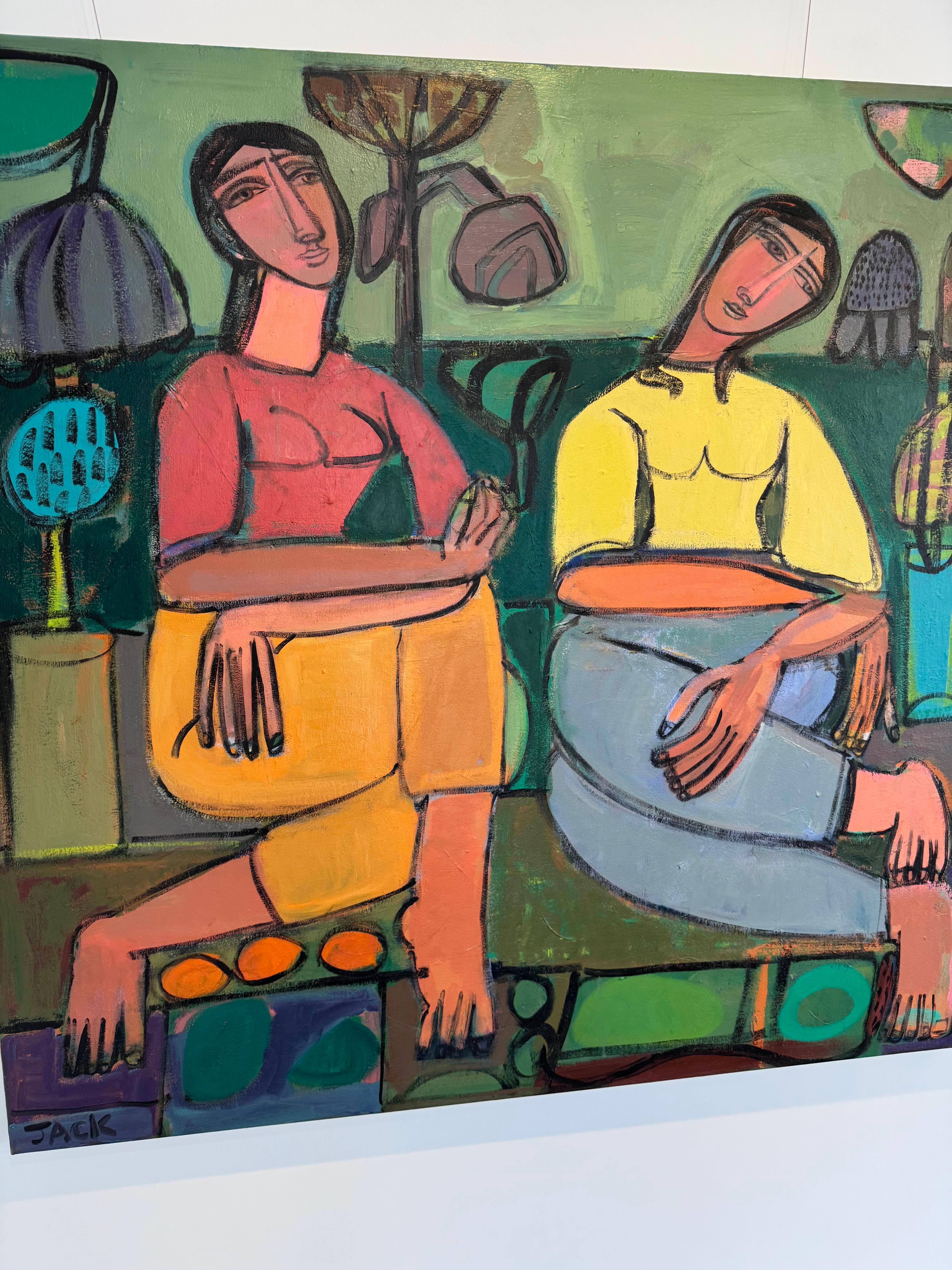 Figuras florales y abstractas, acrílico sobre lienzo, Lollapalooza por Rebecca Jack 4