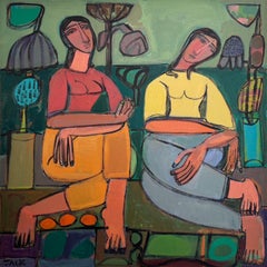 Figuras florales y abstractas, acrílico sobre lienzo, Lollapalooza por Rebecca Jack