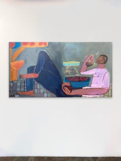 Fruit, Femme figure abstraite, Acrylique sur toile, Femme patio par Rebecca Jack