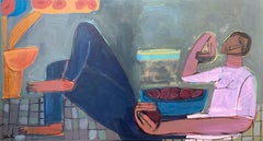 Fruit, Femme figure abstraite, Acrylique sur toile, Femme patio par Rebecca Jack