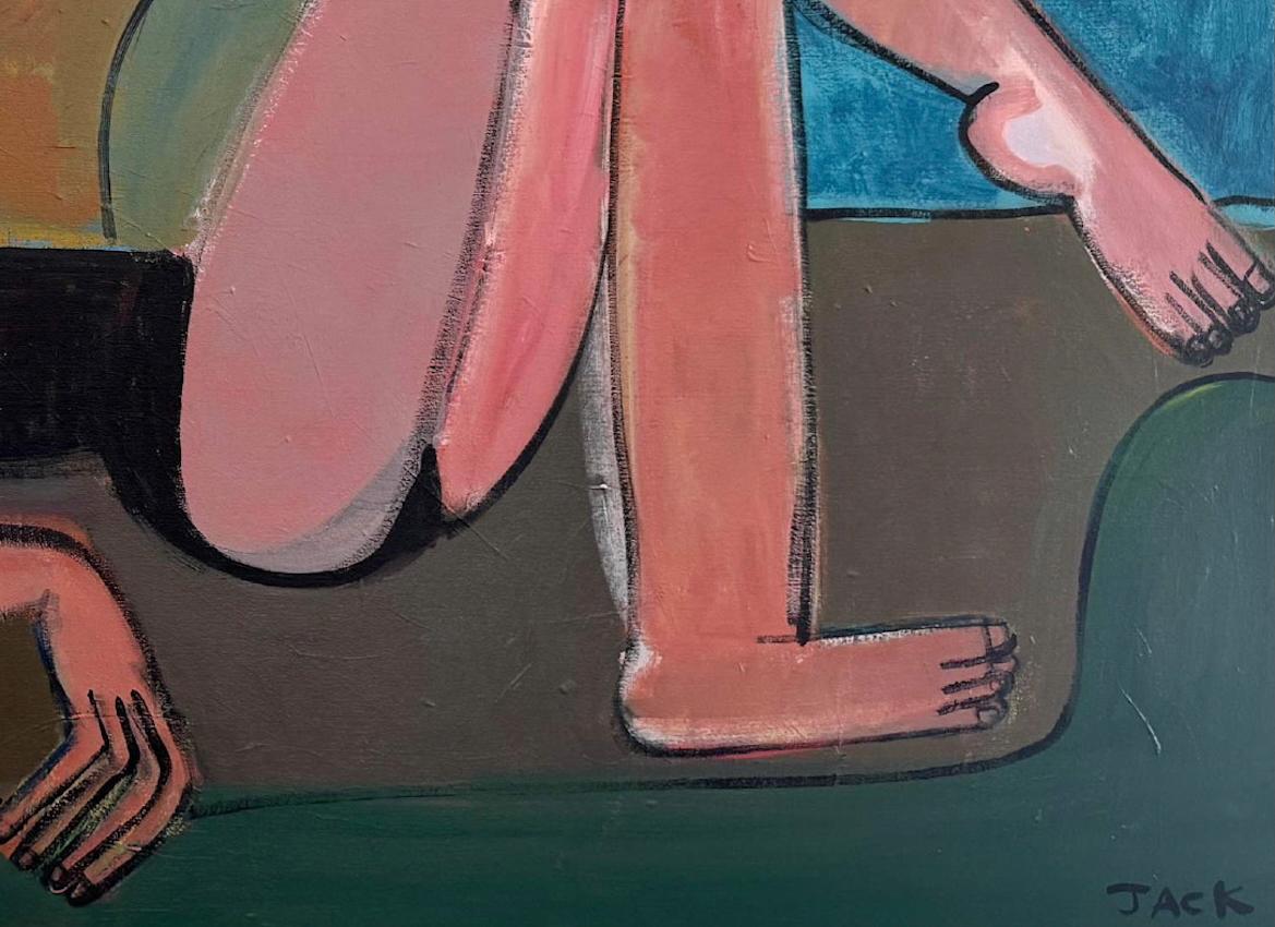 Woman Abstracted Figure, Palm, Acrylic on Canvas, Desert Oasis by Rebecca Jack For Sale 6