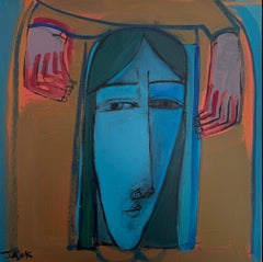 Woman Abstracted Portrait, Acrylic on Canvas, If You Only Knew by Rebecca Jack