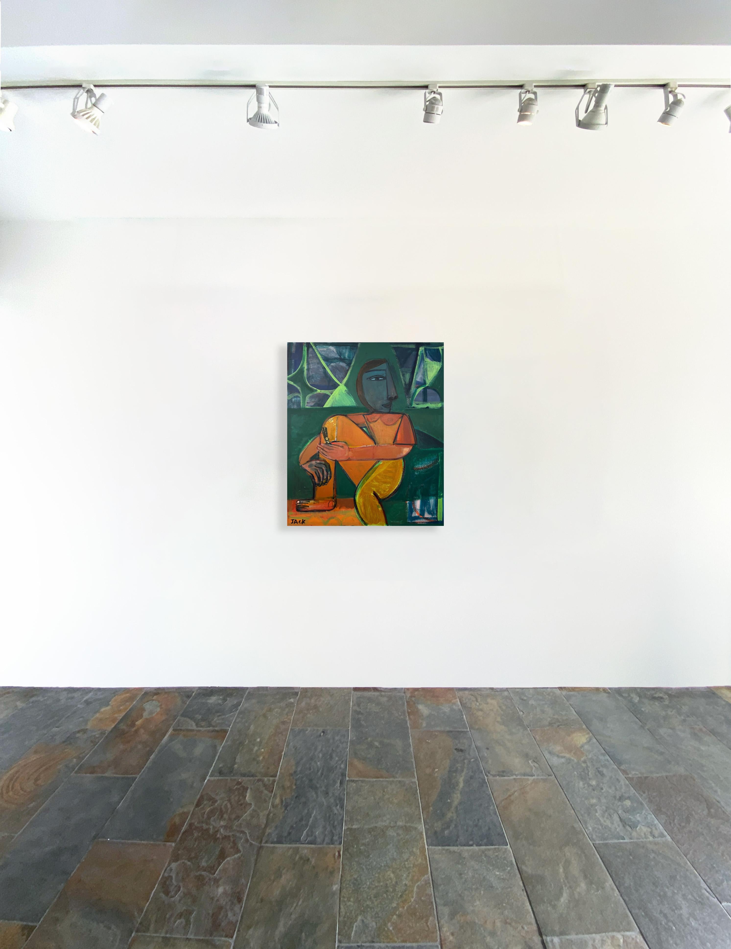 Frau Abstraktes Porträt, Acryl auf Leinwand, Self-Portrait von Rebecca Jack im Angebot 2