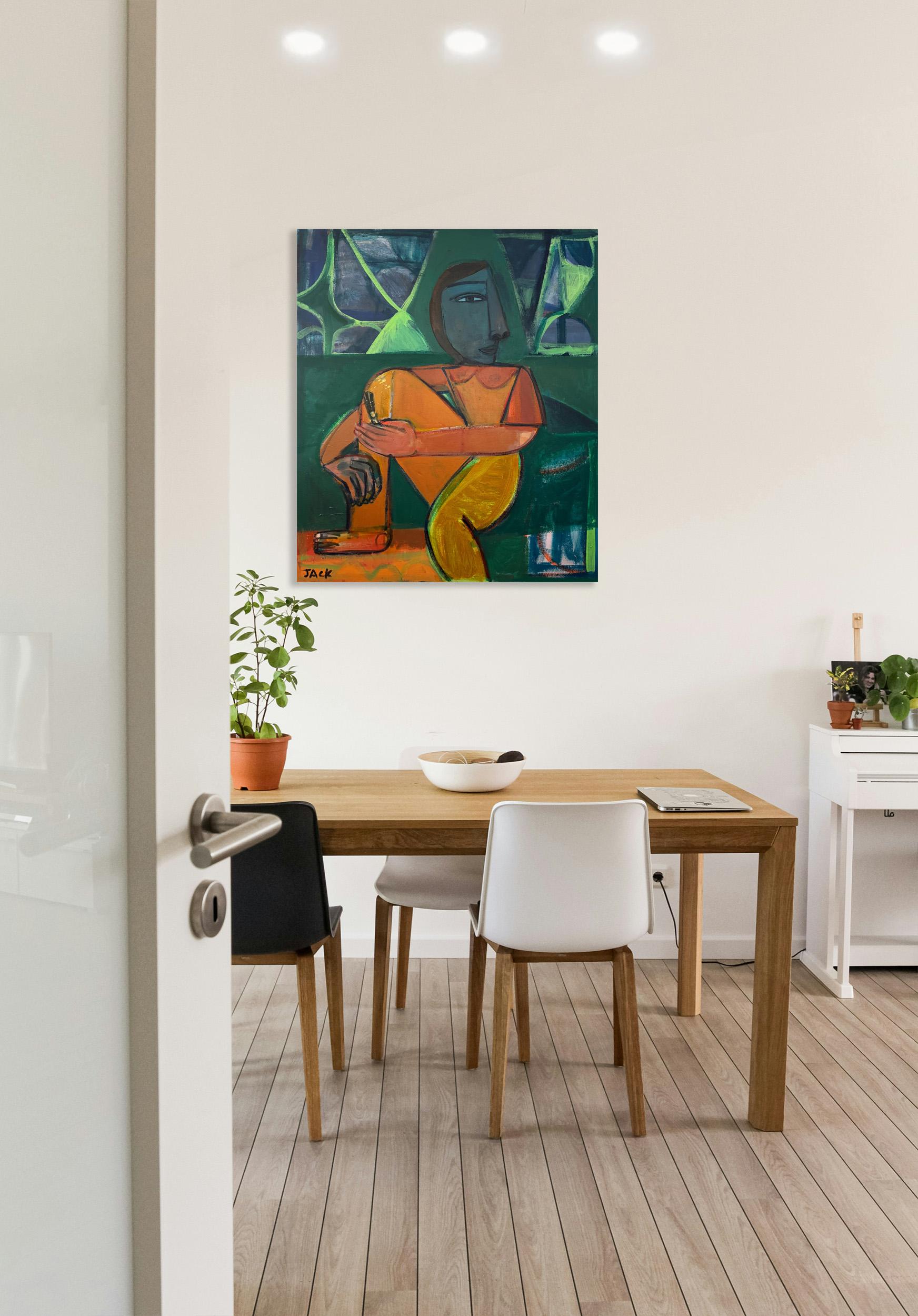 Frau Abstraktes Porträt, Acryl auf Leinwand, Self-Portrait von Rebecca Jack im Angebot 3