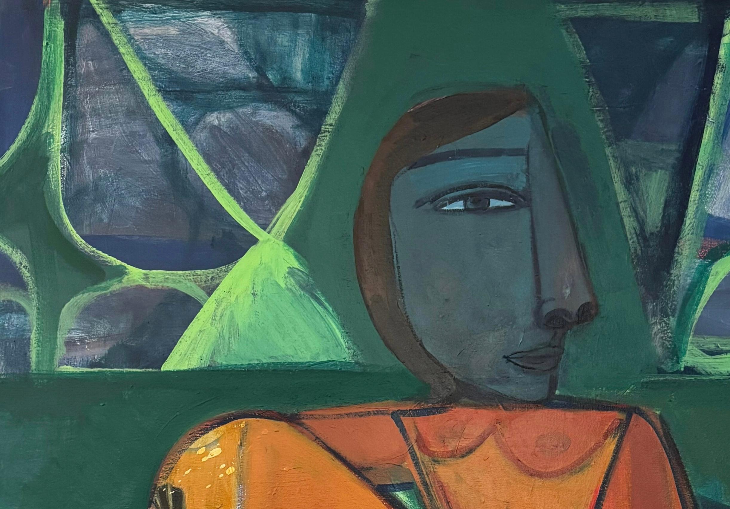 Frau Abstraktes Porträt, Acryl auf Leinwand, Self-Portrait von Rebecca Jack im Angebot 4